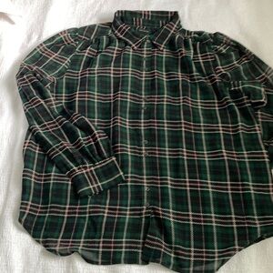 Ann Taylor Green and Red Casual Button Down Shirt